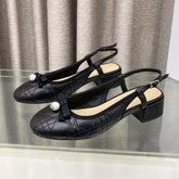 PEARL MARY JANE SLINGBACKS IN BLACK LAMBSKIN 30 MM