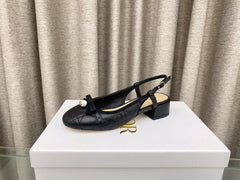 PEARL MARY JANE SLINGBACKS IN BLACK LAMBSKIN 30 MM