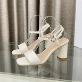 DWAY HIGH HEEL EMBROIDERED SANDAL WHITE CALFSKIN 75 MM