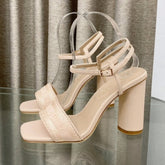 DWAY HIGH HEEL EMBROIDERED SANDAL LIGHT PINK CALFSKIN 95 MM