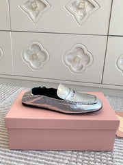 NAPPA LOAFERS IN SILVER METALLIC LAMBSKIN