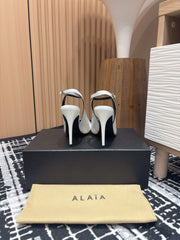 SLINGBACK HEEL 10 CM IN WHITE PATENT CALFSKIN