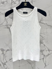 CC White Knitted Fabric Vest