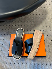 EZE SANDAL PLATFORM 85 MM IN BLACK CALFSKIN