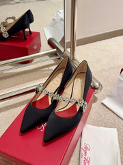 EFFLORESCENCE MARY JANE PUMPS IN BLACK SILK