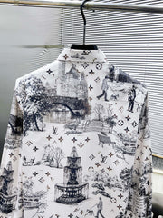 LV LONG-SLEEVED SHIRT WHITE COTTON ALLOVER MONOGRAM CITY WALK PRINT 238817