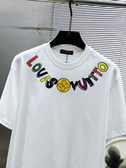 LV WHITE COTTON T-SHIRT COLORFUL LOGO 238820