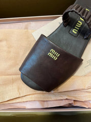 RUCHES SANDALS IN DARK BROWN LAMBSKIN