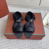 SANDALS IN BLACK SATIN