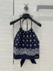 MIUMIU MIDNIGHT BLUE STRAPPY BACK TOP