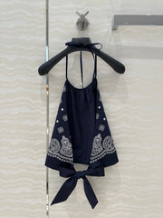 MIUMIU MIDNIGHT BLUE STRAPPY BACK TOP