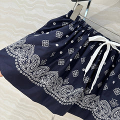 MIUMIU MIDNIGHT BLUE PLEATED MIDI SKIRT