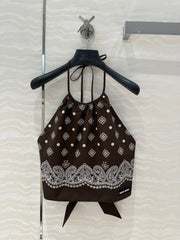 MIUMIU EARTH BROWN STRAPPY BACK TOP