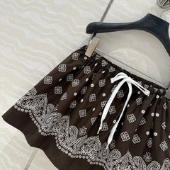 MIUMIU EARTH BROWN PLEATED MIDI SKIRT