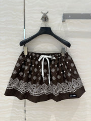 MIUMIU EARTH BROWN PLEATED MIDI SKIRT