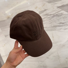 MM BASEBALL CAP IN DARK BROWN FABRIC EMBROIDERED LOGO STYLE 7