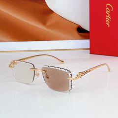 PANTHÈRE PHOTOCHROMIC LENSES RIMLESS SQUARE FRAME SUNGLASSES 580850 IN METAL