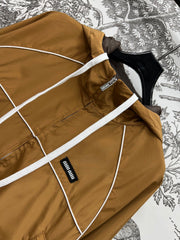 MIU 25S HOODED JACKET BROWN IN NYLON 263023