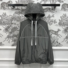 MIU 25S HOODED JACKET GREY IN NYLON 263131