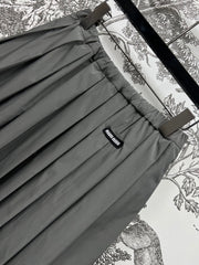 MIU 25S PLEASED SKIRT GREY IN NYLON 263129