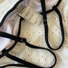 CC BIKINI SWIMSUIT SET IN WHITE AND BLACK TRIM 594786