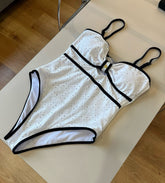 CC BIKINI SWIMSUIT SET IN WHITE AND BLACK TRIM 594786