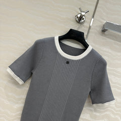 CC Knitted T-Shirt Gray Cotton