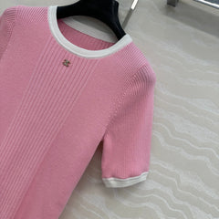 CC Knitted T-Shirt Pink Cotton