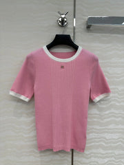 CC Knitted T-Shirt Pink Cotton