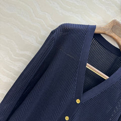LP NAVY BLUE V-NECK KNIT CARDIGAN