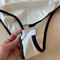 CC BIKINI SWIMSUIT SET IN WHITE AND BLACK TRIM 625974