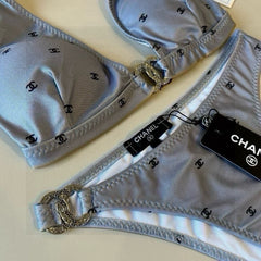 CC BIKINI SWIMSUIT SET IN GREY PRINTED LOGO 629237