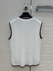 GUCCI V-NECK SLEEVELESS KNIT TOP IN WHITE
