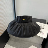 WIDE BRIM HALF HEAD HAT MODEL 650342 IN BLACK PLEATED SATIN