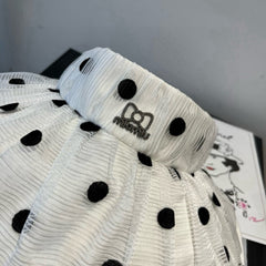 MM OPEN-TOP HAT IN WHITE WITH POLKA DOTS FABRIC