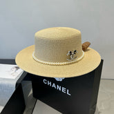 FLAT STRAW HAT WITH BOW BROWN 673922