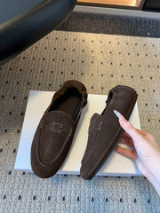 CELINE 25S LOAFERS FLAT IN DARK BROWN SUEDE