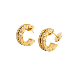 ZERO 1 ROCK GOLD EARRINGS WITH STUDDED SPIRAL AND PAVED DIAMONDS