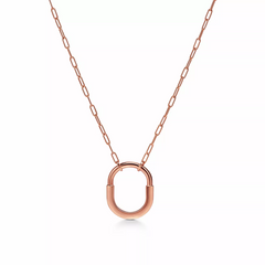 LOCK MEDIUM PENDANT PINK DIAMOND PINK GOLD NECKLACE