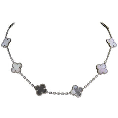 CLOVER 10 MOTIFS DARK MOP NECKLACE