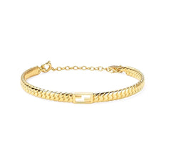 F BAGUETTE LINK CHAIN GOLD BRACELET