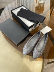 BALLET FLATS GREY QUILTED LAMBSKIN