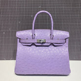 HM BIRKIN 30CM PURPLE OSTRICH LEATHER SILVER HARDWARE