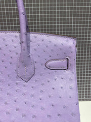 HM BIRKIN 30CM PURPLE OSTRICH LEATHER SILVER HARDWARE