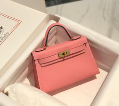 HM KELLY MINI 20 PINK EPSOM GOLD HARDWARE