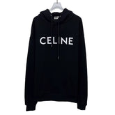 Celin Loose Hoodie Black Fleece White Logo