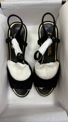 CC SUEDE KIDSKIN SANDAL IMITATION PEARLS BLACK