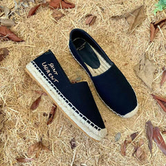 SL EMBROIDERED ESPADRILLES IN CANVAS BLACK