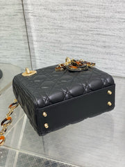 SMALL 20 LADY BAG IN BLACK MACROCANNAGE LAMBSKIN WITH GOLD HARDWARE