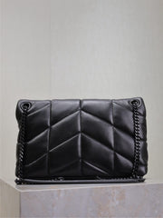 LOULOU PUFFER MEDIUM 29 IN ALL BLACK SHEEPSKIN BLACK HARDWARE